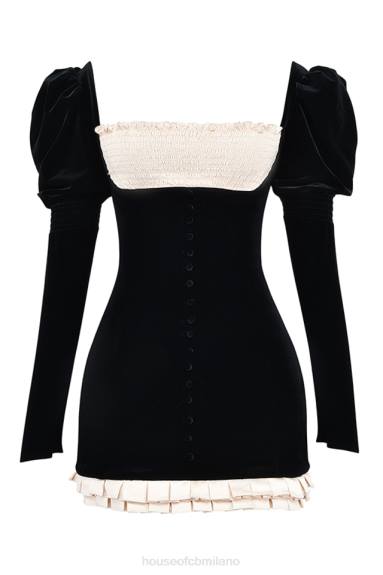 vestiario esso House of CB miniabito azaria nero e vintage color crema X44T132