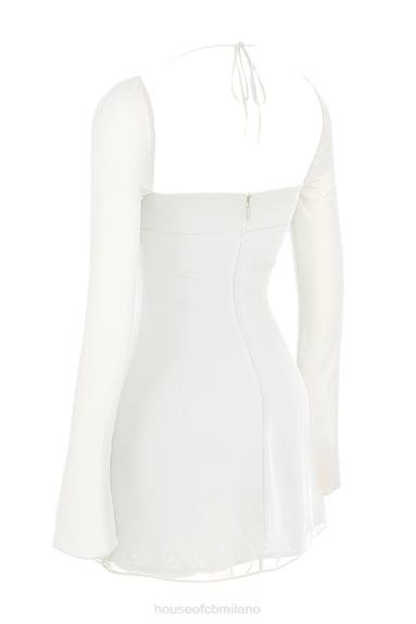 vestiario esso House of CB miniabito babydoll in chiffon avorio con scollo all'americana X44T482