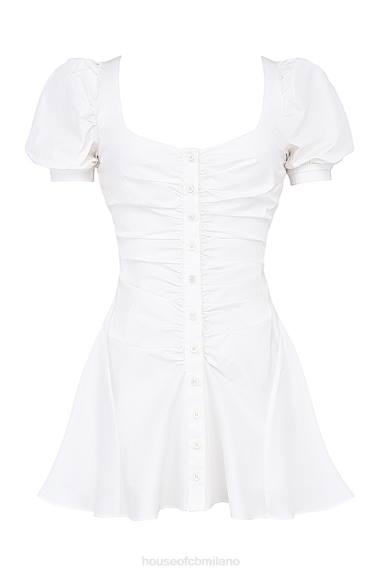 vestiario esso House of CB miniabito bianco Hameda con maniche a sbuffo X44T200