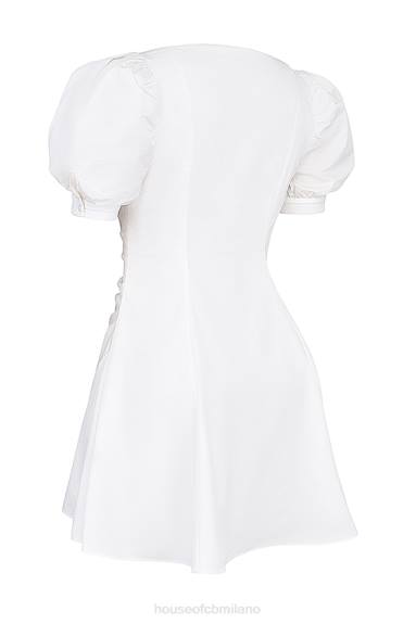 vestiario esso House of CB miniabito bianco Hameda con maniche a sbuffo X44T200
