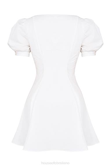 vestiario esso House of CB miniabito bianco Hameda con maniche a sbuffo X44T200