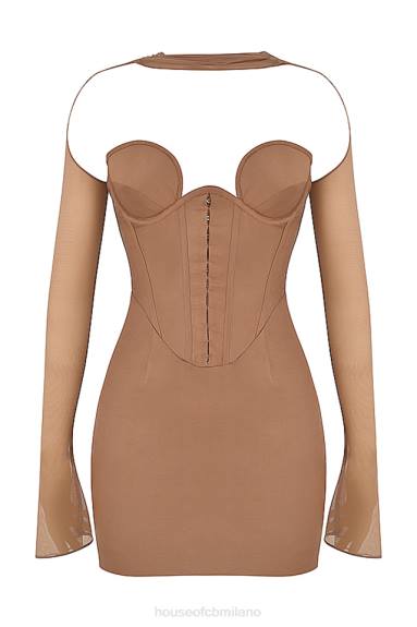 vestiario esso House of CB miniabito con corsetto strutturato mayara color moka X44T480