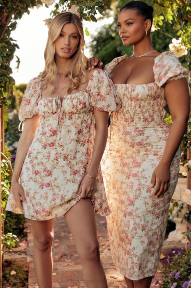 vestiario esso House of CB miniabito con stampa rose principessa X44T435