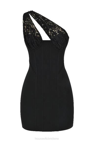 vestiario esso House of CB miniabito giglio in pizzo nero X44T463
