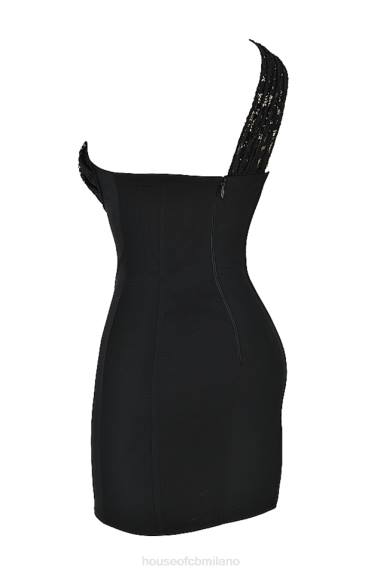 vestiario esso House of CB miniabito giglio in pizzo nero X44T463