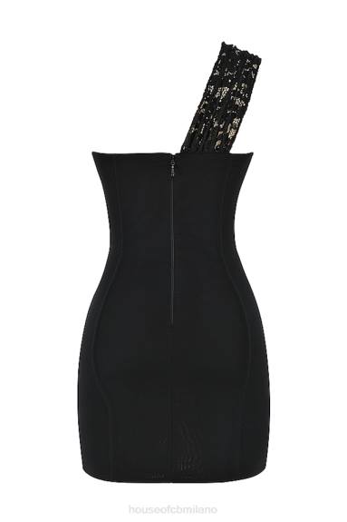 vestiario esso House of CB miniabito giglio in pizzo nero X44T463