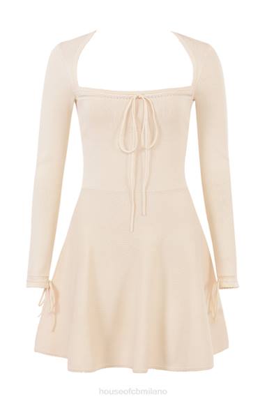 vestiario esso House of CB miniabito in maglia delicata color crema capriccio X44T298