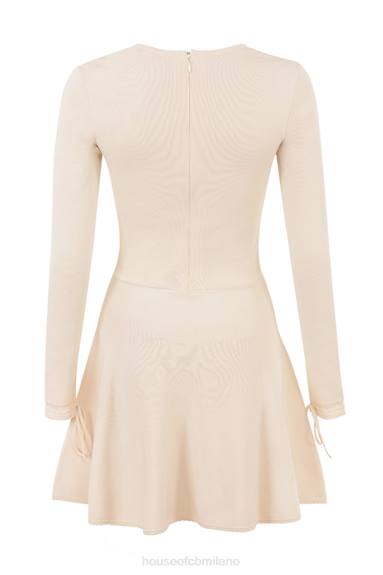 vestiario esso House of CB miniabito in maglia delicata color crema capriccio X44T298