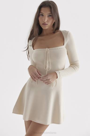 vestiario esso House of CB miniabito in maglia delicata color crema capriccio X44T298