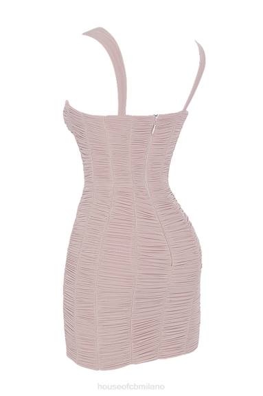vestiario esso House of CB miniabito in rete con balze in cristalli di Cate X44T476