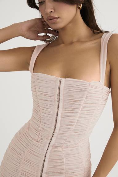 vestiario esso House of CB miniabito in rete con balze in cristalli di Cate X44T476