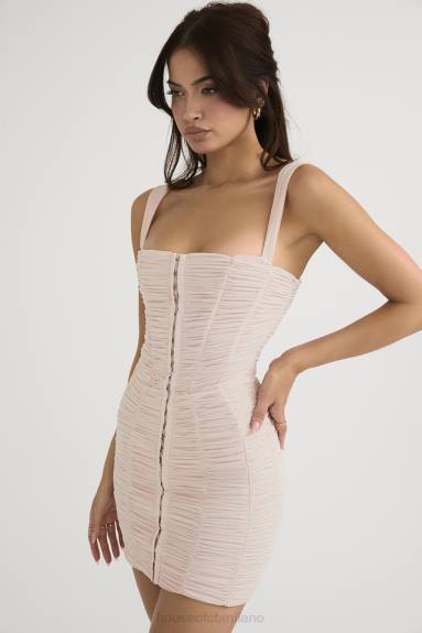 vestiario esso House of CB miniabito in rete con balze in cristalli di Cate X44T476