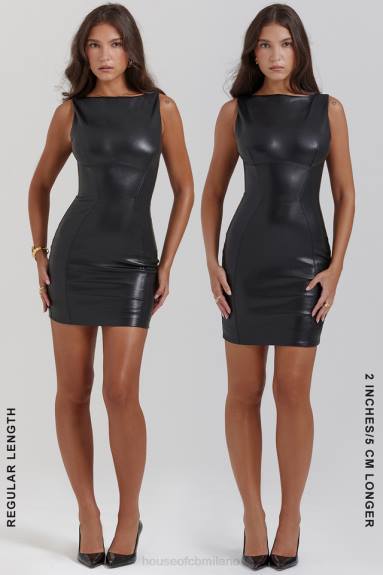 vestiario esso House of CB miniabito leola in pelle vegana nera X44T148
