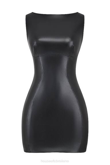 vestiario esso House of CB miniabito leola in pelle vegana nera X44T148
