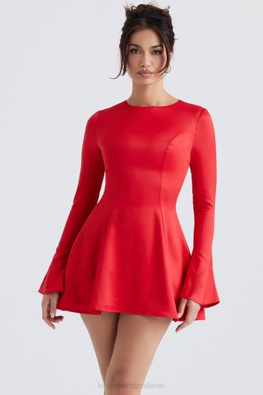 vestiario esso House of CB miniabito sacha in raso rosso X44T352