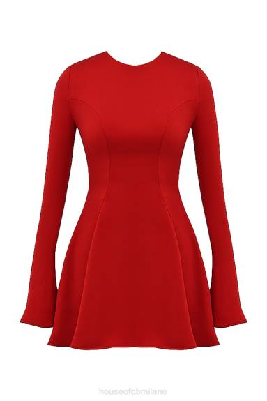 vestiario esso House of CB miniabito sacha in raso rosso X44T352
