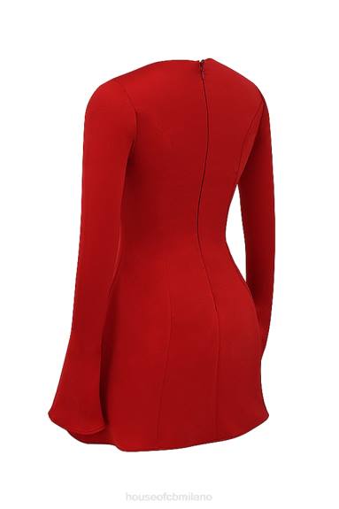 vestiario esso House of CB miniabito sacha in raso rosso X44T352