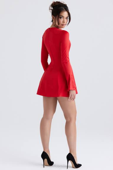 vestiario esso House of CB miniabito sacha in raso rosso X44T352