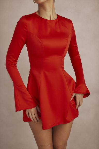 vestiario esso House of CB miniabito sacha in raso rosso X44T352