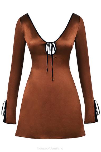 vestiario esso House of CB miniabito sakina in raso color rame X44T322