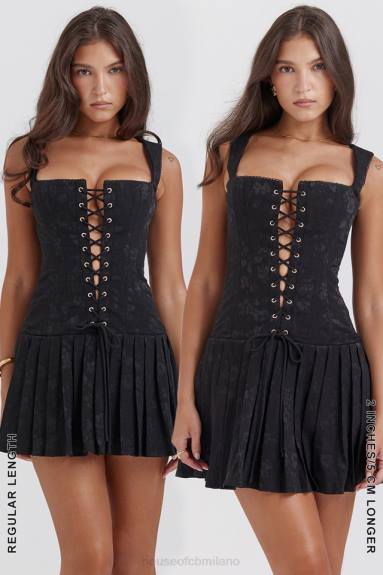 vestiario esso House of CB miniabito talia nero plissettato X44T142