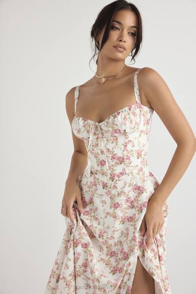 vestiario esso House of CB prendisole bustier con stampa carmen rose X44T436