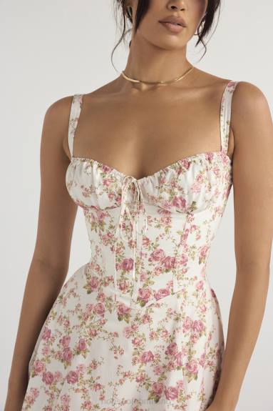 vestiario esso House of CB prendisole bustier con stampa carmen rose X44T436