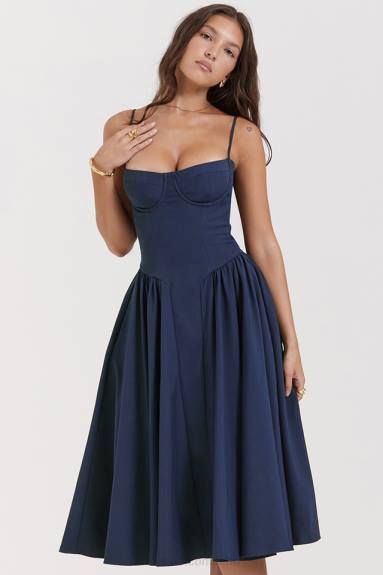 vestiario esso House of CB samaria vestito prendisole corsetto blu navy francese X44T154