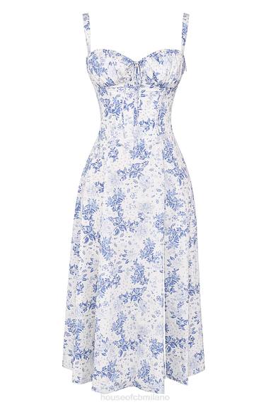 vestiario esso House of CB vestito prendisole bustier con stampa blu carmen X44T260
