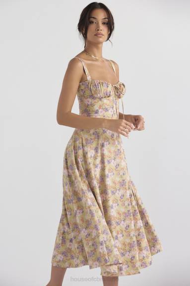 vestiario esso House of CB vestito prendisole bustier con stampa carmen peonie X44T429