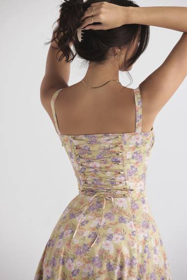 vestiario esso House of CB vestito prendisole bustier con stampa carmen peonie X44T429