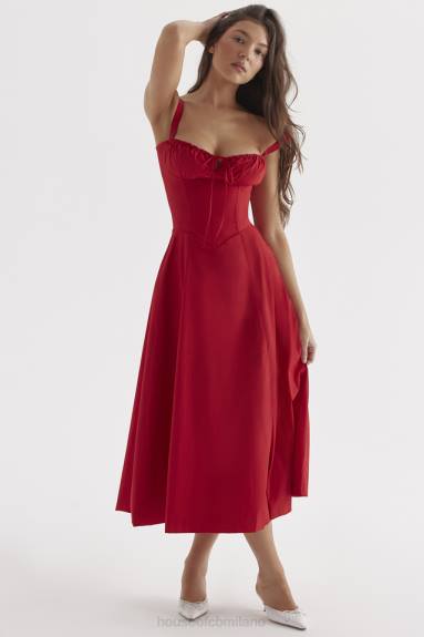 vestiario esso House of CB vestito prendisole bustier rosa rossa carmen X44T292
