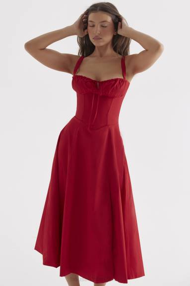 vestiario esso House of CB vestito prendisole bustier rosa rossa carmen X44T292