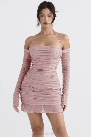 vestiario esso House of CB Abito estella rosa tenue cristallizzato X44T331