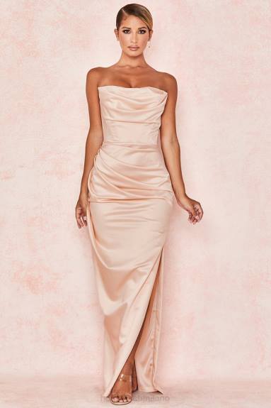 vestiario esso House of CB Abito senza spalline in raso champagne Adrienne X44T622
