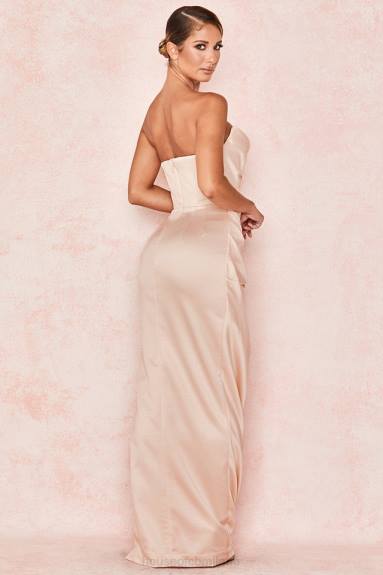 vestiario esso House of CB Abito senza spalline in raso champagne Adrienne X44T622