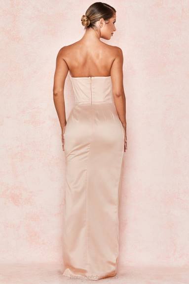 vestiario esso House of CB Abito senza spalline in raso champagne Adrienne X44T622