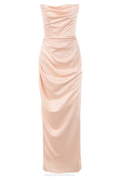 vestiario esso House of CB Abito senza spalline in raso champagne Adrienne X44T622