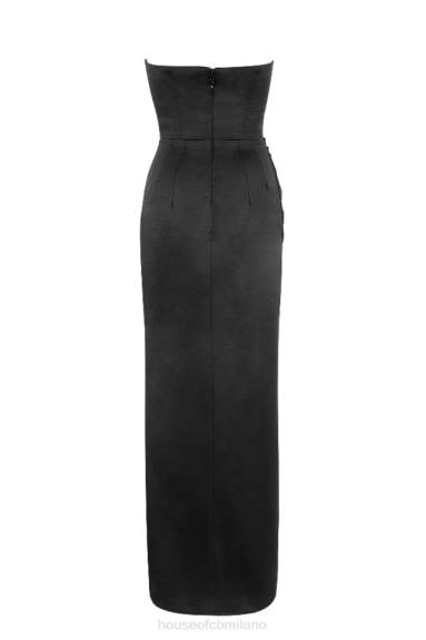 vestiario esso House of CB Adrienne corsetto maxi senza spalline in raso nero X44T588