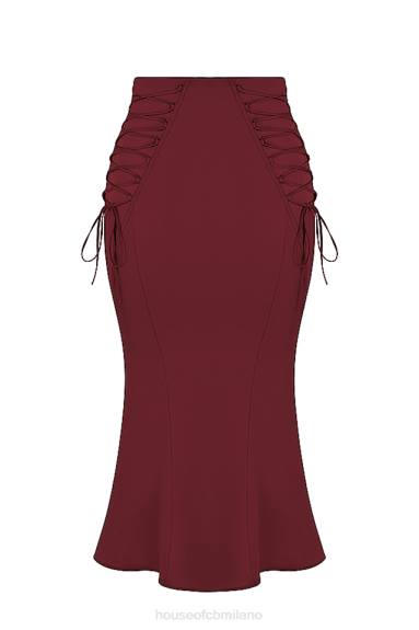 vestiario esso House of CB Gonna midi con lacci in raso vino Sidonie X44T376