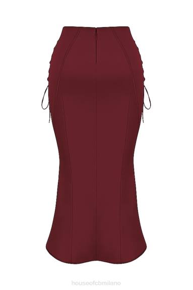 vestiario esso House of CB Gonna midi con lacci in raso vino Sidonie X44T376