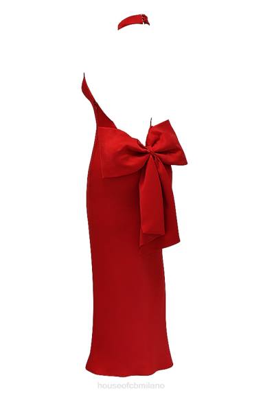vestiario esso House of CB Ilaria vestito con scollo all'americana con fiocco rosso X44T349