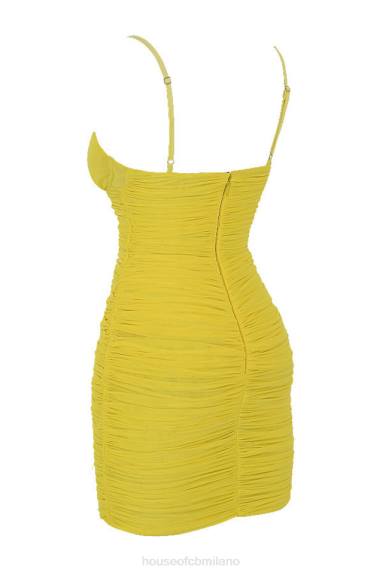 vestiario esso House of CB Mistress Rocks Spotlight Abito a rete con scollo profondo color limone X44T578