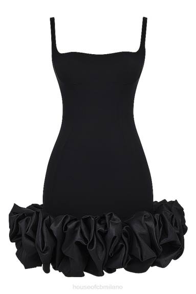 vestiario esso House of CB vestito lilou nero con volant sull'orlo X44T330
