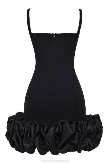 vestiario esso House of CB vestito lilou nero con volant sull'orlo X44T330