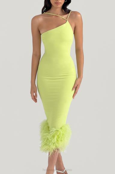 vestiario esso House of CB Abito midi Alessia lime X44T420