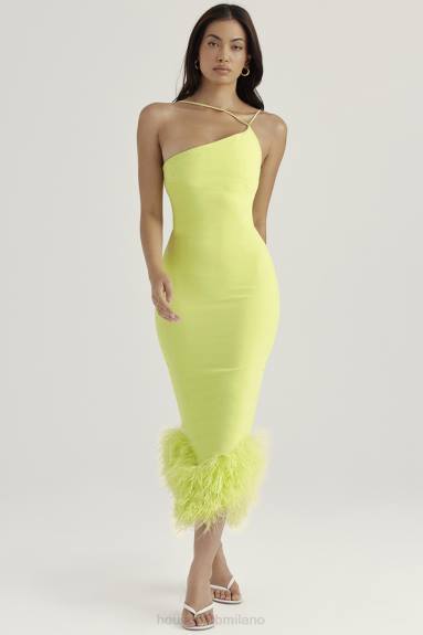 vestiario esso House of CB Abito midi Alessia lime X44T420