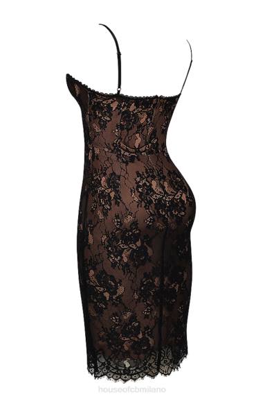 vestiario esso House of CB Abito midi Escala in pizzo nero X44T125