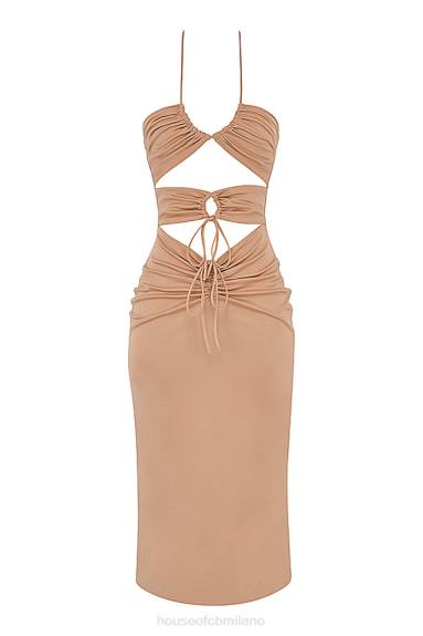 vestiario esso House of CB Abito midi Kasia con ritaglio color caramello X44T545