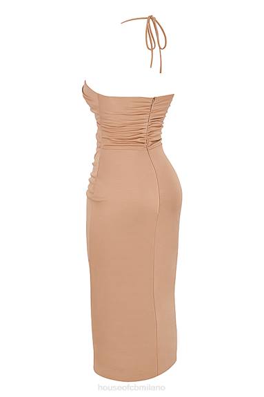 vestiario esso House of CB Abito midi Kasia con ritaglio color caramello X44T545